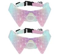Collar de perro con pajarita, collar de esmoquin formal ajustable para perro con collar de camisa extraíble, collares de gato para mascotas pequeñas, escamas de peces y unicornio brillante, patrón