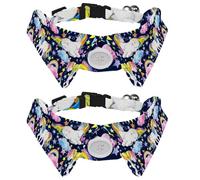 Collar de perro con pajarita, collar de esmoquin formal ajustable para perro con collar de camisa extraíble, collares de gato para mascotas pequeñas, diseño de unicornio lindo de acuarela y arcoíris