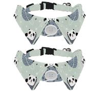 Collar de perro con pajarita, collar de esmoquin formal ajustable para perro con collar de camisa extraíble, collares de gato para mascotas pequeñas, pandas dormidos en lunas y patrón de cielo