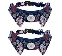 Collar de perro con pajarita, collar de esmoquin formal ajustable para perro con collar de camisa extraíble, collares de gato para mascotas pequeñas, corales y conchas del mundo del océano