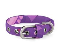 Collar de perro con patrón de amor morado, hebilla de liberación rápida para poner y quitar fácilmente. Collar de gato ajustable y cómodo. Collar de tela Oxford para perros y gatos pequeños y medianos