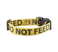 Collar de perro con texto en inglés «Do Not Feed», color amarillo, precaución, alerta para perros con necesidades especiales (no alimentar el collar)