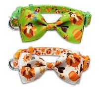 Collar de perro de Acción de Gracias con pajarita, paquete de 2 collares de pavo para perros pequeños, medianos y grandes, cachorros, mascotas (mediano)