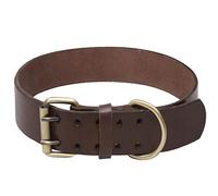 Collar de Perro de Cuero Marrón - Heavy Duty para Razas Fuertes, Mediano Grande/XL Tamaños con Hardware Reforzado