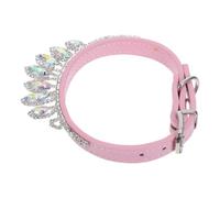 Collar de Perro de Cuero PU con Cristales Ajustable rosa | Brillo Tipo Bling, Hebilla Metálica Fiable, Anillo Robusto, para Chihuahua y Caniche Toy