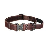 Collar de Perro de Cuero Real Suave, Collares duraderos genuinos con Mango de Hebilla Segura for Perros medianos Grandes, Pastor alemán(Brown,M)