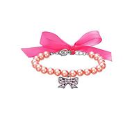 Collar de perro de diamantes de perlas cadena para mascotas collar de piedras preciosas ajustable para pequeñas razas grandes (L)