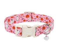 Collar de perro de Halloween para perros pequeños, collares de perro rosa con diseño de calabaza fantasma de baile, hebilla ajustable adecuada para cachorros pequeños, medianos y grandes