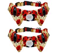 Collar de perro de mariquita para perros medianos, 2 paquetes de collar de perro, cómodo lazo de terciopelo para gatos y mascotas con campana