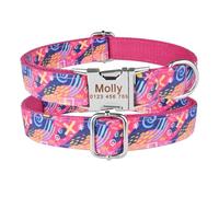Collar de Perro de Nailon Grabado e Impreso, Personalizado, con Etiqueta de identificación y Nombre, Ajustable(Red,XS 22-31cm)