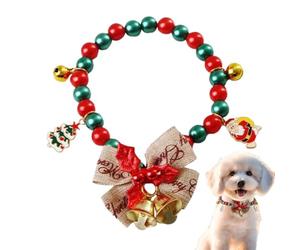 Collar de perro de Navidad con y campana, cadena de cuello de cachorro | Collar de gato festivo para festival de invierno, raza mediana y grande, disfraz de accesorio para fotos