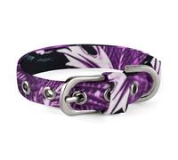 Collar de perro de pavo real morado, hebilla de liberación rápida para poner y quitar fácilmente. Collar de gato, ajustable y cómodo. Collar de tela Oxford para perros y gatos pequeños y medianos.