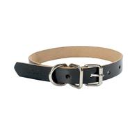Collar de perro de piel auténtica, collar ajustable para mascotas, 5 tamaños XS-XL, varios colores (negro clásico, XL)