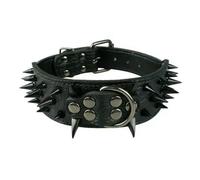 Collar de perro de piel con púas de 2 pulgadas de ancho, para perros Pitbull, Bulldog, Perros grandes, ajustable para perros medianos y grandes, boxeadores, SML, XL
