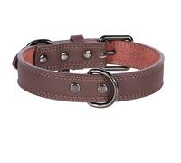 Collar de perro de piel sintética suave y cómodo, ajustable, para mascotas, pastor alemán, labrador, bulldog francés, marrón, negro, collar de entrenamiento para perros, marrón, M