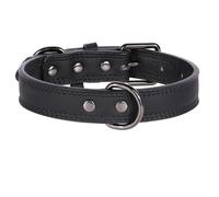 Collar de perro de piel sintética suave y cómodo, ajustable, para mascotas, pastor alemán, labrador, bulldog francés, marrón y negro, collar de entrenamiento para perros, negro, M
