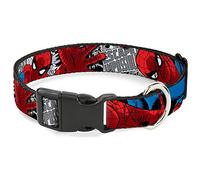 Collar de Perro de plástico Clip Spider Man Action Escape Impossible Gris 16 a 23 Pulgadas 1.5 Pulgadas de Ancho