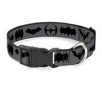 Collar de Perro de plástico con Logo de murciélago transiciones Gris Negro 6 a 9 Pulgadas 0.5 Pulgadas de Ancho