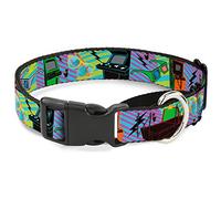 Collar de Perro de Rayas de neón con Arcade de los Ochenta y plumón, 3,8 cm de Ancho, Cuello Mediano de 40,6 a 58,4 cm