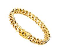 Collar de perro dorado, cadena de metal de 18 quilates, collar de perro para cachorros, niñas y niños, collar de perro cubano, con diseño, hebilla segura para perros pequeños, medianos y grandes