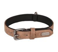 Collar De Perro Flamingo Delu Marrón De Cuero Sintético Con Forro De Neopreno