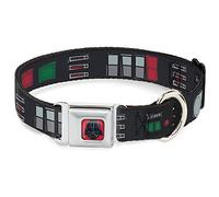 Collar de Perro Hebilla de cinturón de Seguridad Star Wars Darth Vader 3 Negro Gris Rojo 11 a 17 Pulgadas 1.0 Pulgadas de Ancho