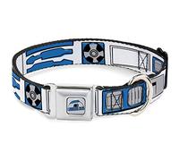 Collar de Perro Hebilla de cinturón de Seguridad Star Wars R2D2 Piezas limitadoras Blanco, Negro, Azul, Gris, Rojo, 11 a 17 Pulgadas, 1.0 Pulgadas de Ancho