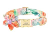 Collar De Perro Impreso De Nailon Personalizado Suave con Accesorios De Flores para Chihuahuas Pugs Labradors Bulldogs,I,l