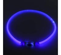 Collar de Perro LED Recargable, Luces de Perro para el Brillo de la Noche en el Oscuro Collar del LED Luminous Lighting con Cable de Carga USB para Pequeños Medianos Grandes, Azul (L)