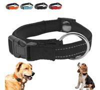 Collar de perro magnético, collar reflectante ajustable con hebilla magnética de liberación rápida, cuello ideal para perros mayores, diseño transpirable, cómodo para todo el día (negro)