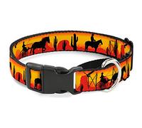 Collar de Perro Martingale con diseño de Silueta y Paisaje Occidental, Color Rojo/Negro, tamaño pequeño