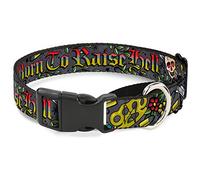 Collar de Perro Martingale con Hebilla Born to Raise Hell Gray, 3,8 x 45,7 cm/Grande
