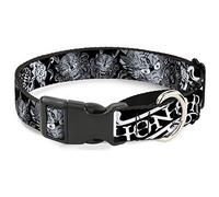 Collar de Perro Martingale con Hebilla de plumón Honor Negro/Blanco, 3,81 cm x 40,64 cm / Mediano