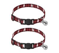 Collar de perro pequeño fácil de limpiar con árbol a cuadros negros, paquete de 2 collares pequeños para gatos
