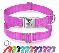 Collar de perro personalizado - Collar de gato reflectante con nombre y número de teléfono grabado, collares para animales de nailon con liberación rápida y hebilla de metal