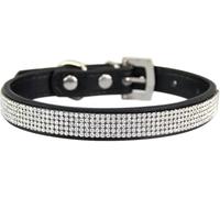 Collar de Perro Personalizado con Diamantes imitación, Bonito y Deslumbrante, Hebilla Metal Ajustable(Black,XS)