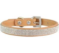 Collar de Perro Personalizado con Diamantes imitación, Bonito y Deslumbrante, Hebilla Metal Ajustable(Golden,S)