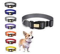 Collar de perro personalizado con nombre grabado, collares reflectantes ajustables para mascotas con hebilla de metal (gris oscuro, longitud S: 11.8-15.7 pulgadas)