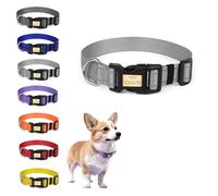 Collar de perro personalizado con nombre grabado, collares reflectantes ajustables para mascotas con hebilla de metal