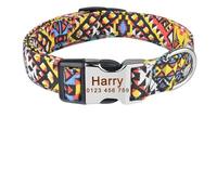 Collar de Perro Personalizado con Nombre Grabado, tamaño pequeño y Mediano, de poliéster.(Black D,M 30-47cm)