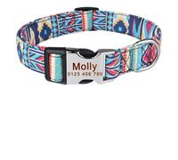 Collar de Perro Personalizado con Nombre Grabado, tamaño pequeño y Mediano, de poliéster.(Black E,S 26-39cm)