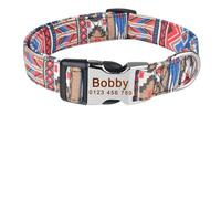 Collar de Perro Personalizado con Nombre Grabado, tamaño pequeño y Mediano, de poliéster.(Black Red Green,M 30-47cm)