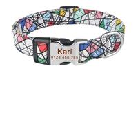 Collar de Perro Personalizado con Nombre Grabado, tamaño pequeño y Mediano, de poliéster.(Green,M 30-47cm)