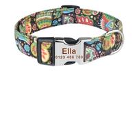 Collar de Perro Personalizado con Nombre Grabado, tamaño pequeño y Mediano, de poliéster.(Noir,S 26-39cm)