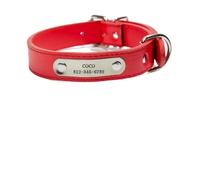 Collar de Perro Personalizado con Placa de identificación grabada, de Cuero sintético Resistente a la pérdida, for Perros pequeños, medianos y Grandes, Cachorros y Gatos.(1,XS)