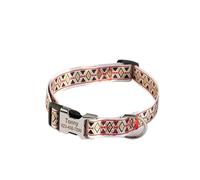 Collar de Perro Personalizado de Moda, Collares de Cachorro de Nailon con Estampado de Flores, Collares de identificación Personalizados for Perros pequeños, medianos y Grandes.(211 Pink,L)