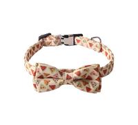 Collar de perro personalizado grabado, diseño floral, collar ajustable para mascotas con etiqueta de nombre, collar de nailon suave (beige, M)