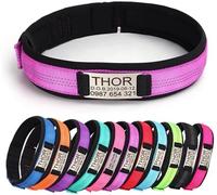 Collar de perro personalizado, nombre y número grabado, collar de nailon transpirable para mascotas para perro o gato, tamaño ajustable, pequeño, mediano y grande