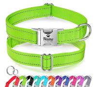 Collar de perro personalizado para perros medianos - Collar reflectante de nailon con nombre grabado y número de teléfono, collar ajustable para mascotas