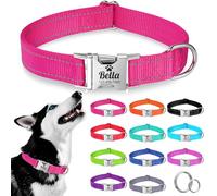 Collar de perro personalizado para perros pequeños, medianos y grandes, collar reflectante para perros con nombre y número de teléfono, collares de gato de liberación rápida y hebilla de metal